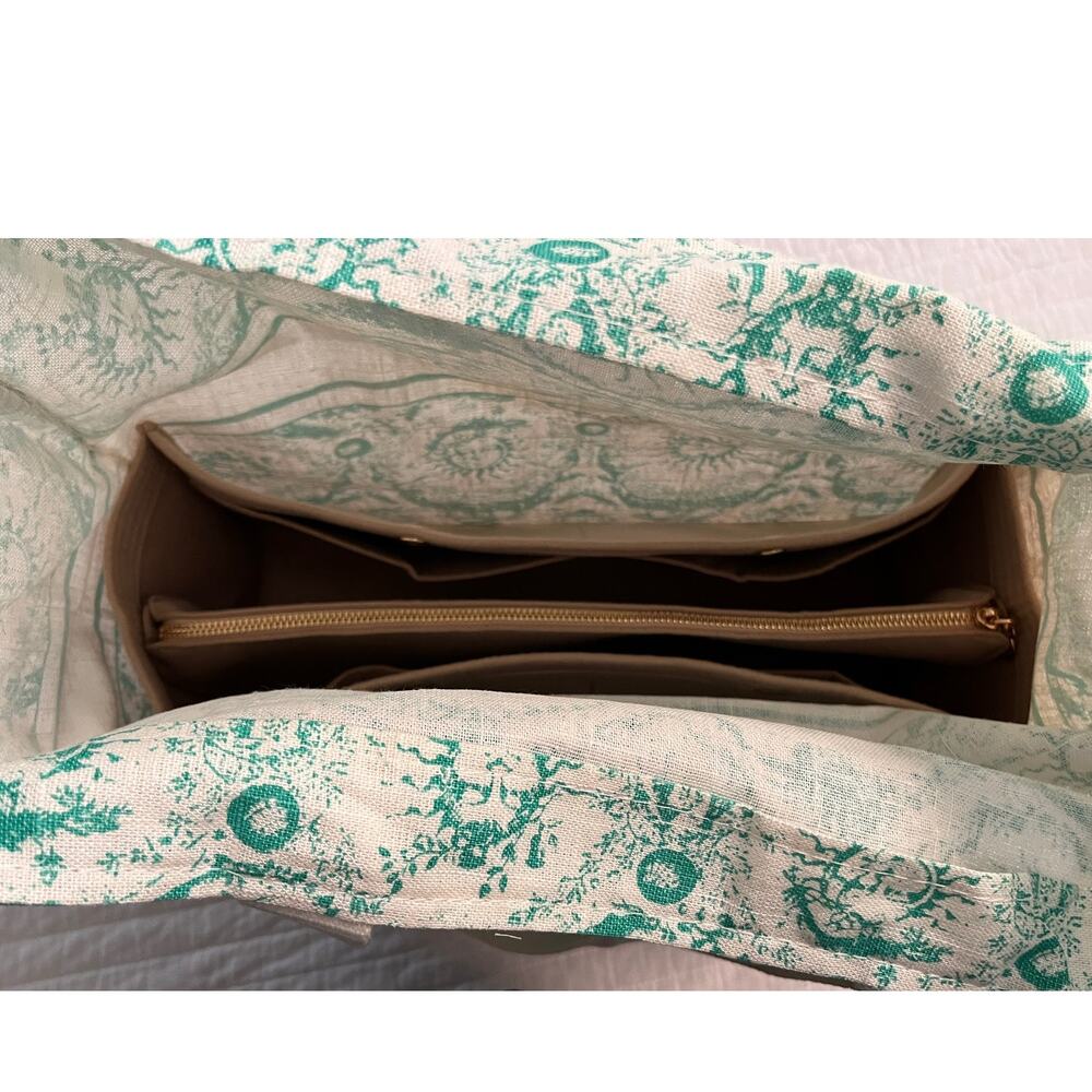 Christian Dior Dioriviera Linen Tote Turquoise w/Off Brand felt Organizer insert - Picture 3 of 12